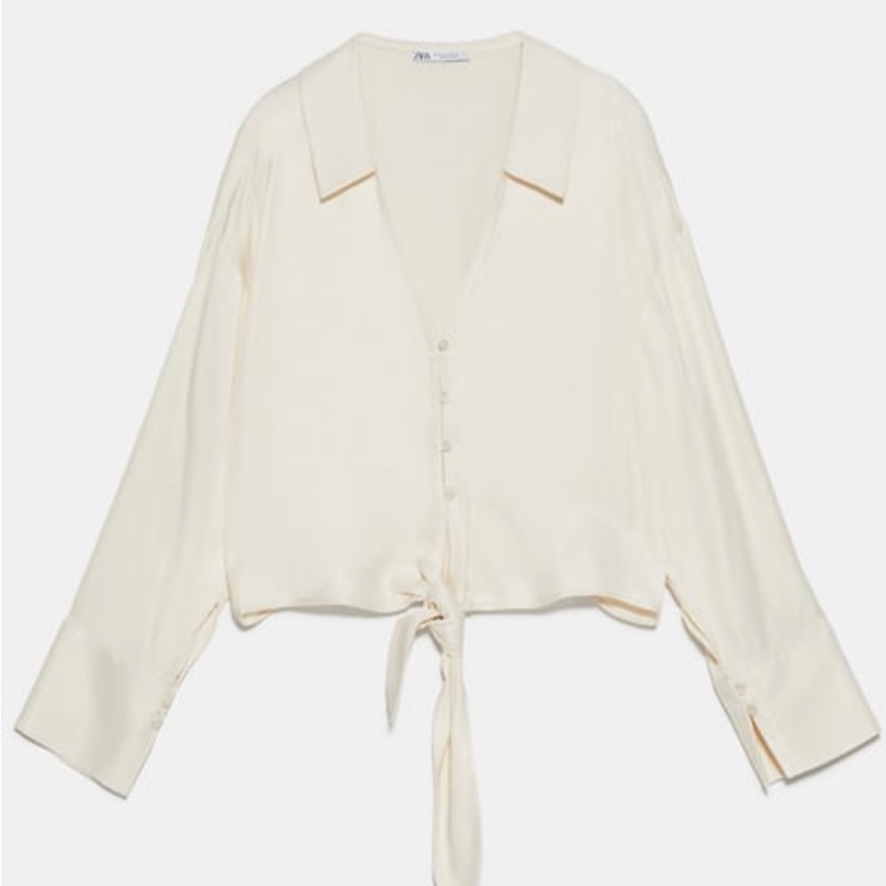 Satin Effect Ivory Zara Blouse